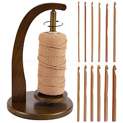 Fingerinspire 1 Set Wooden Yarn Holder Spinner, 1 Set Bamboo Knitting Needles, for Crocheting and Knitting, Mixed Color, Holder: 176x280mm(TOOL-FG0001-26)