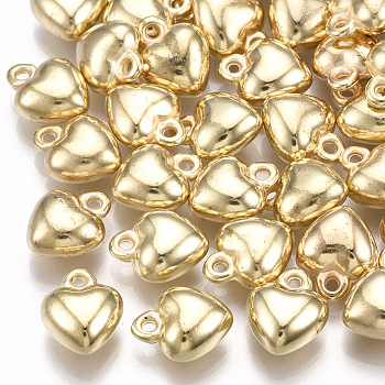 CCB Plastic Charms, Heart, Light Gold, 11.5x9.5x5.5mm, Hole: 1.5mm