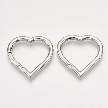 304 Stainless Steel Spring Gate Rings, Heart Rings, Stainless Steel Color, 30x30x3mm, Inner Diameter: 21x24mm