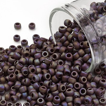 TOHO Round Seed Beads, Japanese Seed Beads, (406F) Matte-Opaque-Rainbow Oxblood, 8/0, 3mm, Hole: 1mm, about 222pcs/10g