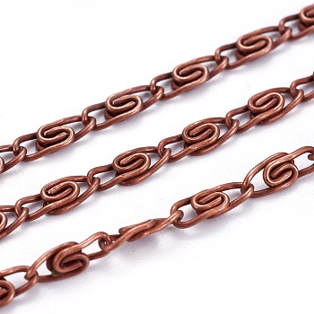 Lumachina Iron Chains, Unwelded, Silver Color, with Spool, Red Copper, 6.5x2.5x1mm, about 328.08 Feet(100m)/roll