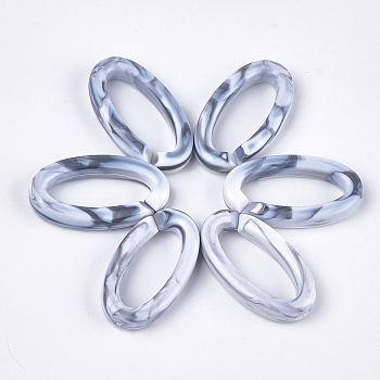 Acrylic Linking Rings, Quick Link Connectors, For Jewelry Chains Making, Imitation Gemstone Style, Oval, Alice Blue, 35x19.5x6mm, Hole: 25.5x10mm, about 235pcs/500g