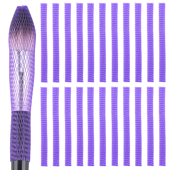 100Pcs Mesh Net Makeup Brush Protector, Purple, 12x1x0.15cm, about 100pcs/bag