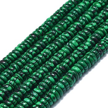 Synthetic Malachite Beads Strands, Disc, 6x1~3mm, Hole: 0.8mm, about 151pcs/strand, 15.35''(39cm)