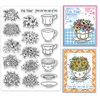 PVC Stamps, for DIY Scrapbooking, Photo Album Decorative, Cards Making, Stamp Sheets, Film Frame, Flower, 21x14.8x0.3cm