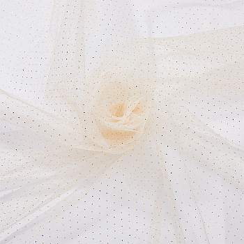 Polyester Mesh Lace Fabric, for Kids Party Dress Decoration, Garment Making, Blanched Almond, 1600~1640x0.1mm, 3m/pc