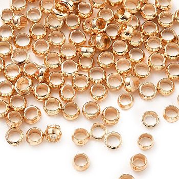 Brass Crimp Beads, Light Gold, 3x2mm, Hole: 2mm