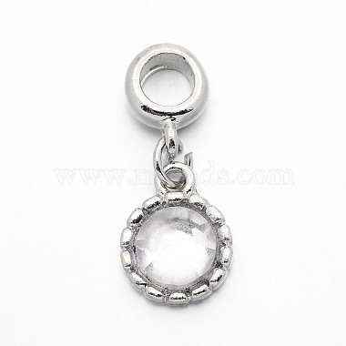 27mm Clear Flat Round Alloy+Acrylic Dangle Beads