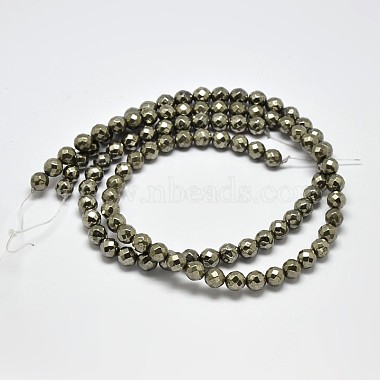 Natural Pyrite Round Beads Strands(G-F197-08-6mm)-3