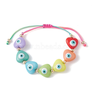 Resin Heart with Evil Eye Braided Bead Bracelets(BJEW-JB09461)-2