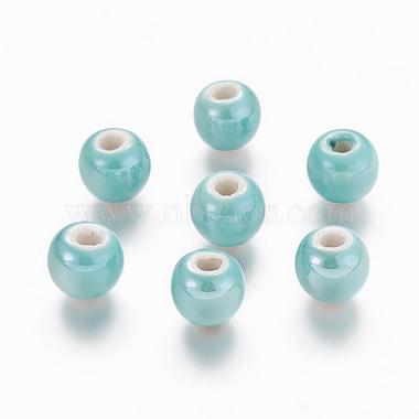 10mm Aquamarine Round Porcelain Beads