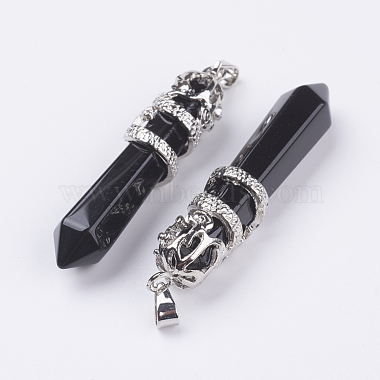 Natural Black Stone Big Pointed Pendants(G-G738-A-07)-2