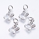 Brass Micro Pave Cubic Zirconia Bunny Charms(RB-I077-19P-RS)-1