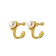 Aretes en forma de C con perlas de imitación de acero inoxidable para mujer(DY3923-2)-1