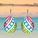 Easter Egg Acrylic Dangle Earrings, Platinum, Colorful, 50x21mm(FS-WG73047-01)