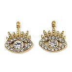 304 Stainless Steel Micro Pave Cubic Zirconia Charms, Evil Eye, Golden, 11x10x2mm, Hole: 1.2mm(STAS-K302-01B-G)
