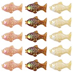 20Pcs Plating Opaque Acrylic Beads, Golden Metal Enlaced, Fish, Mixed Color, 18x34x8mm, Hole: 2.8mm(MACR-YW0004-12)
