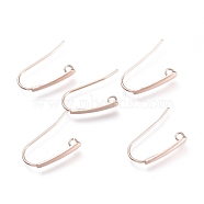 304 Stainless Steel Earring Hooks, with Horizontal Loop, Flat Ear Wire, Rose Gold, 18.5x13.5x3.5mm, Hole: 1.5mm, Pin: 0.8mm(X-STAS-K211-02RG)
