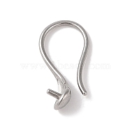 Non-Tarnish 304 Stainless Steel Earring Findings, Earring Hooks, for Half Drilled Beads, Stainless Steel Color, 17x4mm, Pin: 0.9mm(STAS-Z058-02P)