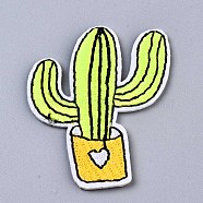 Cactus Appliques, Computerized Embroidery Cloth Iron on/Sew on Patches, Costume Accessories, Green Yellow, 52x43x1.5mm(DIY-S041-118)