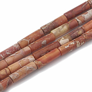Natural Imperial Jasper Beads Strands, Dyed, Column, Dark Orange, 12~13x4~4.5mm, Hole: 1~1.2mm, about 30pcs/strand, 15.9 inch(G-S322-002D)