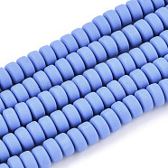 Handmade Polymer Clay Beads Strands, for DIY Jewelry Crafts Supplies, Flat Round, Cornflower Blue, 6~7x3mm, Hole: 1.5mm, about 113~116pcs/strand, 15.55 inch~16.14 inch(39.5~41cm).(CLAY-N008-93)