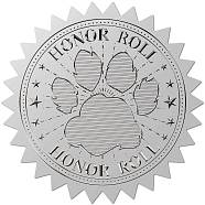 34 Sheets Custom Silver Foil Embossed PET Picture Sticker, Award Certificate Seals, Metallic Stamp Seal Stickers, Paw Print, 211x165mm, Stickers: 50mm, 12pcs/sheet(DIY-WH0528-011)