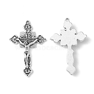 Tibetan Style Alloy Pendants, For Easter, Lead Free & Cadmium Free, Crucifix Cross, Antique Silver, 48x31x5mm, Hole: 2mm(TIBEP-3035-AS-RS)