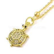 Brass Pave Clear Cubic Zirconia Pendant Necklaces for Women, Real 18K Gold Plated, Tortoise, 17.52 inch(44.5+4.5cm)(NJEW-S430-03G-03)