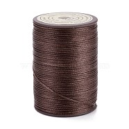 Flat Waxed Polyester Thread String, Micro Macrame Cord, for Leather Sewing Stitching, Coconut Brown, 0.8~0.9x0.3mm, about 109.36 Yards(100m)/Roll(YC-D004-01-030)