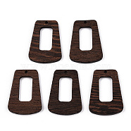 Natural Wenge Wood Pendants, Undyed, Hollow Trapezoid Charms, Coconut Brown, 38x27.5x3.5mm, Hole: 2mm(WOOD-T023-69A-01)