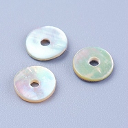 Natural Sea Shell Beads, Disc/Flat Round, Heishi Beads, 8x1.5mm, Hole: 1mm(X-SSHEL-F301-04)