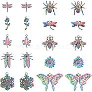 CHGCRAFT 20Pcs 10 Style Alloy Pendants, Bees & Cicada & Spider, Rainbow Color, 16~32x9.5~47x1.5~5mm, Hole: 1.2~2.5mm, 2pcs/style (FIND-CA0005-82)