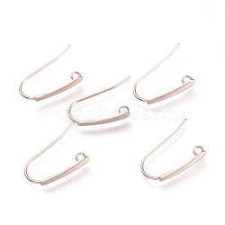 304 Stainless Steel Earring Hooks, with Horizontal Loop, Flat Ear Wire, Rose Gold, 18.5x13.5x3.5mm, Hole: 1.5mm, Pin: 0.8mm(X-STAS-K211-02RG)