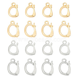 24Pcs 4 Styles Rack Plating Brass Fold Over Clasps, Long-Lasting Plated, Platinum & Real 18K Gold Plated, 10~12x7~7.7x2.5mm, Hole: 1.2~1.4mm, 6pcs/style(KK-BC0012-80)