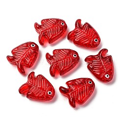 Handmade Lampwork Enamel Beads, Fish, FireBrick, 21.5x18x7mm, Hole: 1.5mm(LAMP-U004-06-04)
