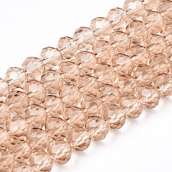 Glass Beads Strands, Faceted, Rondelle, Tan, 3.5~3.8x3mm, Hole: 0.4mm, about 113~115pcs/strand, 12.80~12.99 inch(32.5~33cm)(EGLA-A044-T3mm-D20)