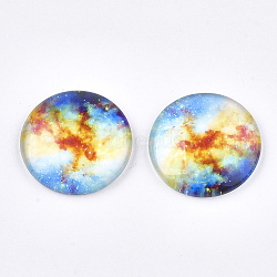 Starry Sky Pattern Printed Glass Cabochons, Half Round/Dome, Colorful, 25x6~6.5mm(GGLA-N004-25mm-D70)