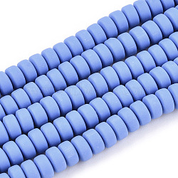Handmade Polymer Clay Beads Strands, for DIY Jewelry Crafts Supplies, Flat Round, Cornflower Blue, 6~7x3mm, Hole: 1.5mm, about 113~116pcs/strand, 15.55 inch~16.14 inch(39.5~41cm).(CLAY-N008-93)