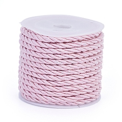 Polyester Cord, Twisted Cord, Pink, 3mm, about 5.46 yards(5m)/roll(OCOR-L041-3mm-09)