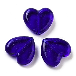 Heart Handmade Lampwork Beads, Midnight Blue, 19.5x20.5x6.5mm, Hole: 1.8mm(LAMP-U003-01D)