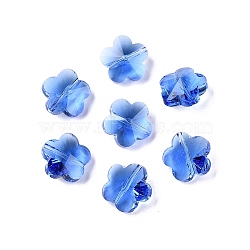 Transparent Glass Beads, Faceted, Plum Blossom, Royal Blue, 13x13.5x8.5mm, Hole: 1mm(GLAA-Q066-14mm-C08)