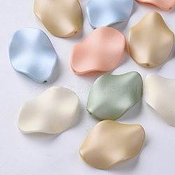 Spray Painted Acrylic Beads, Rubberized Style, Big Lotus Leaf, Mixed Color, 46x32x8~9mm, Hole: 2mm(MACR-N006-04)