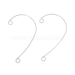 Tarnish Resistant 316 Stainless Steel Ear Cuff Findings, Climber Wrap Around Non Piercing Earring Findings with 2 Loop, Stainless Steel Color, 59x37x0.5mm, Hole: 4mm(STAS-H148-02P)