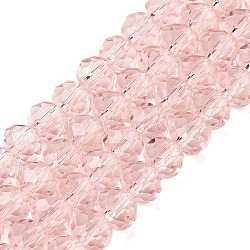 Glass Beads Strands, Faceted, Rondelle, Pink, 6x5mm, Hole: 1mm, about 80~85pcs/strand, 38~40cm(EGLA-A044-T6mm-D22)