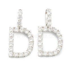 Brass Micro Pave Clear Cubic Zirconia Pendants, Letter, Letter.G, 19~22.5x10.5~20x2.5mm, Hole: 9.5x6mm(ZIRC-J039-18P-D)