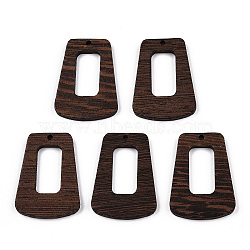 Natural Wenge Wood Pendants, Undyed, Hollow Trapezoid Charms, Coconut Brown, 38x27.5x3.5mm, Hole: 2mm(WOOD-T023-69A-01)