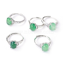 Adjustable Brass Finger Rings, with Cubic Zirconia, Platinum, Size 7, 17mm(RJEW-L096-07P)