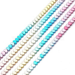 Rainbow Color Electroplate Non-magnetic Synthetic Hematite Beads Strands, Heart, Multi-color Plated, 6x6x3.5mm, Hole: 0.8mm, about 84pcs/strand, 15.55~15.94 inch(39.5~40.5cm)(X-G-L489-E01)