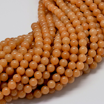 Natural Red Aventurine Stone Round Bead Strands, 6mm, Hole: 0.8~1mm, about 62pcs/strand, 15 inch